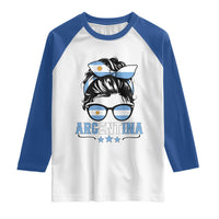 Argentina Messy Bun Proud Argentinian Flag Raglan Shirt