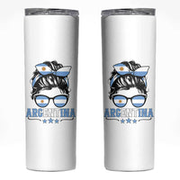 Argentina Messy Bun Proud Argentinian Flag Skinny Tumbler