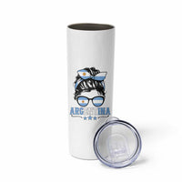 Argentina Messy Bun Proud Argentinian Flag Skinny Tumbler