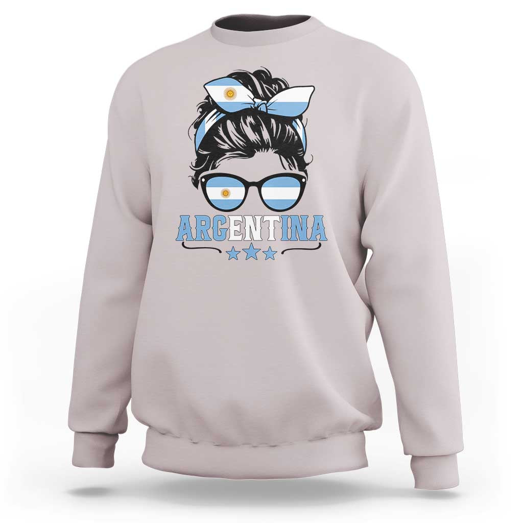 Argentina Messy Bun Proud Argentinian Flag Sweatshirt