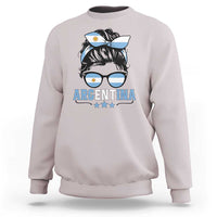 Argentina Messy Bun Proud Argentinian Flag Sweatshirt
