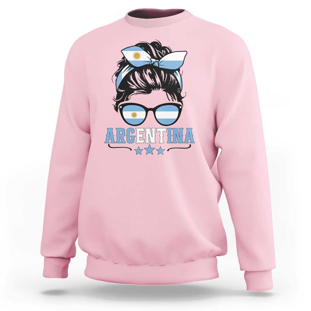 Argentina Messy Bun Proud Argentinian Flag Sweatshirt