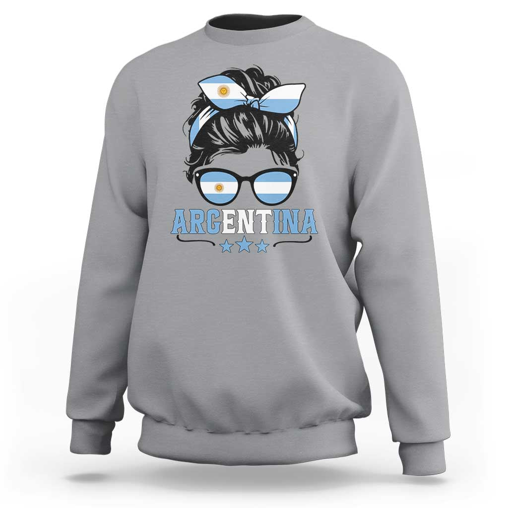 Argentina Messy Bun Proud Argentinian Flag Sweatshirt