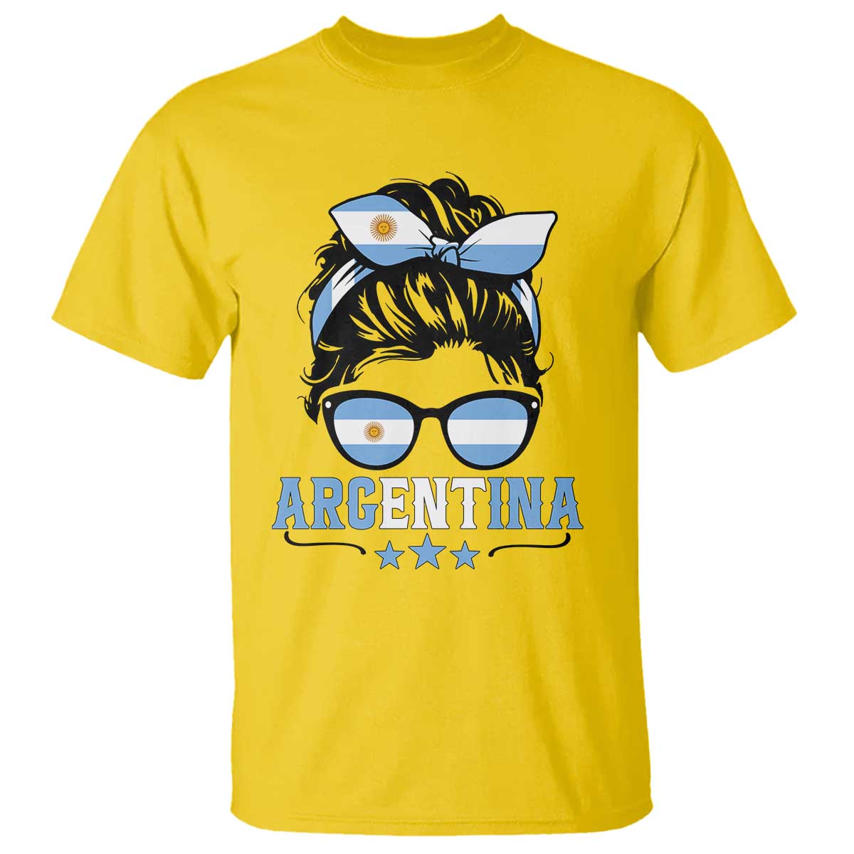 Argentina Messy Bun Proud Argentinian Flag T Shirt
