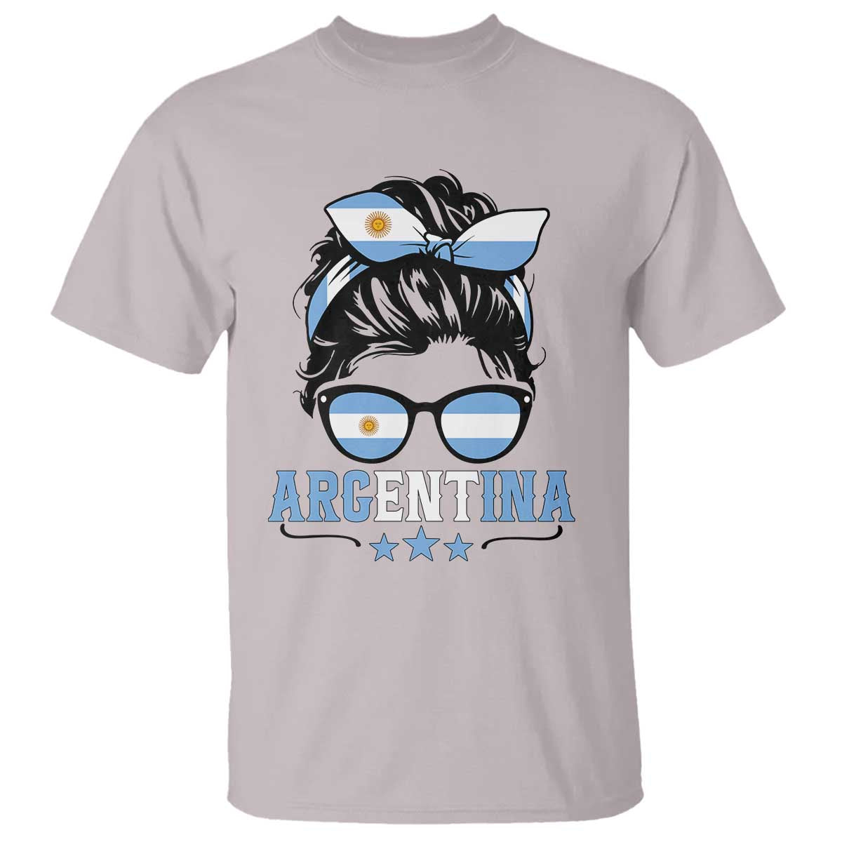 Argentina Messy Bun Proud Argentinian Flag T Shirt