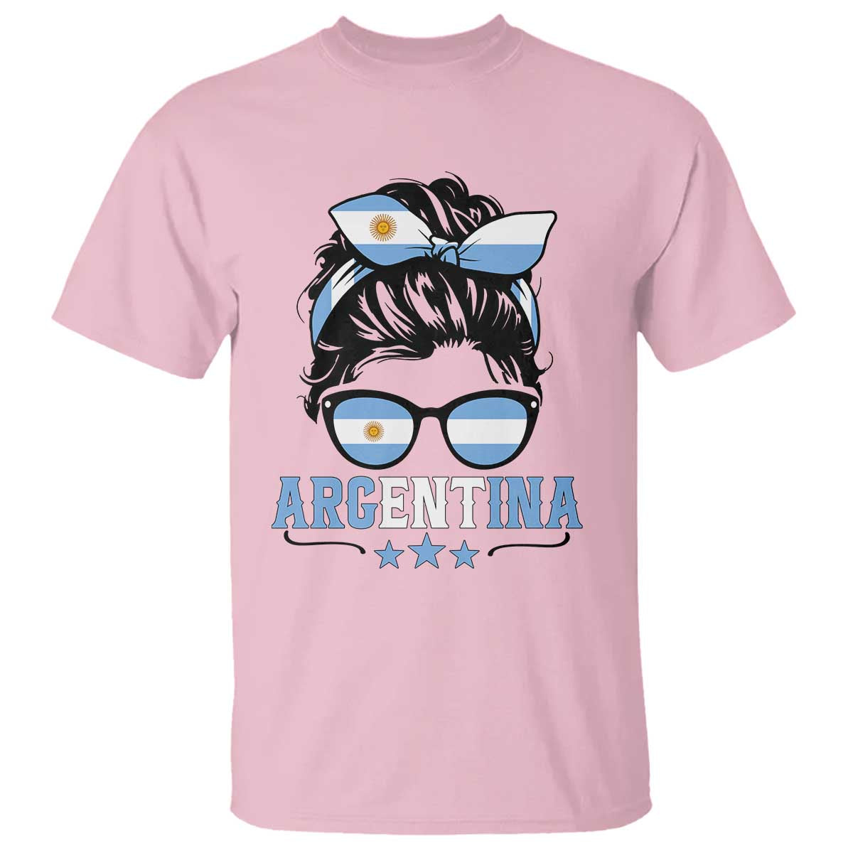 Argentina Messy Bun Proud Argentinian Flag T Shirt