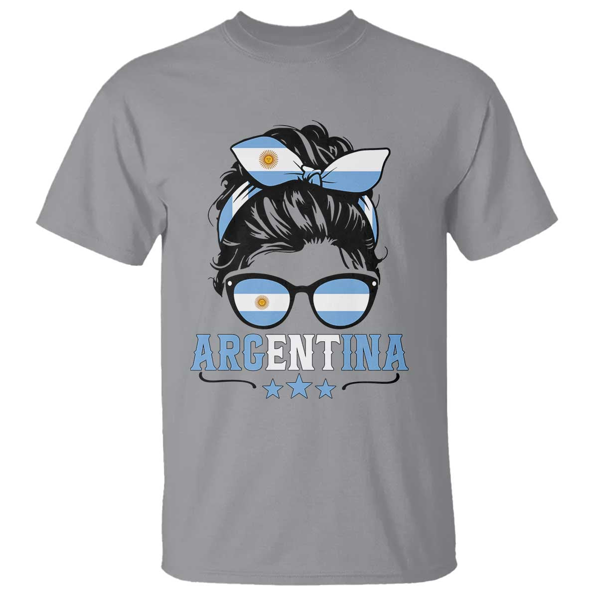 Argentina Messy Bun Proud Argentinian Flag T Shirt