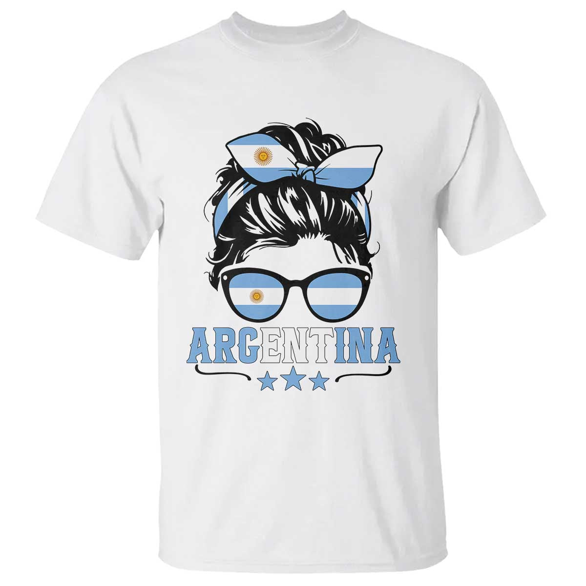 Argentina Messy Bun Proud Argentinian Flag T Shirt