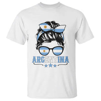 Argentina Messy Bun Proud Argentinian Flag T Shirt