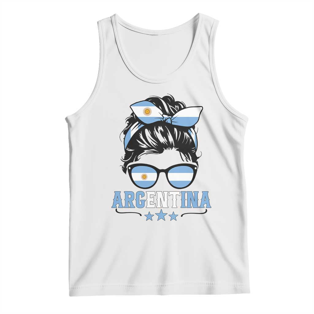 Argentina Messy Bun Proud Argentinian Flag Tank Top