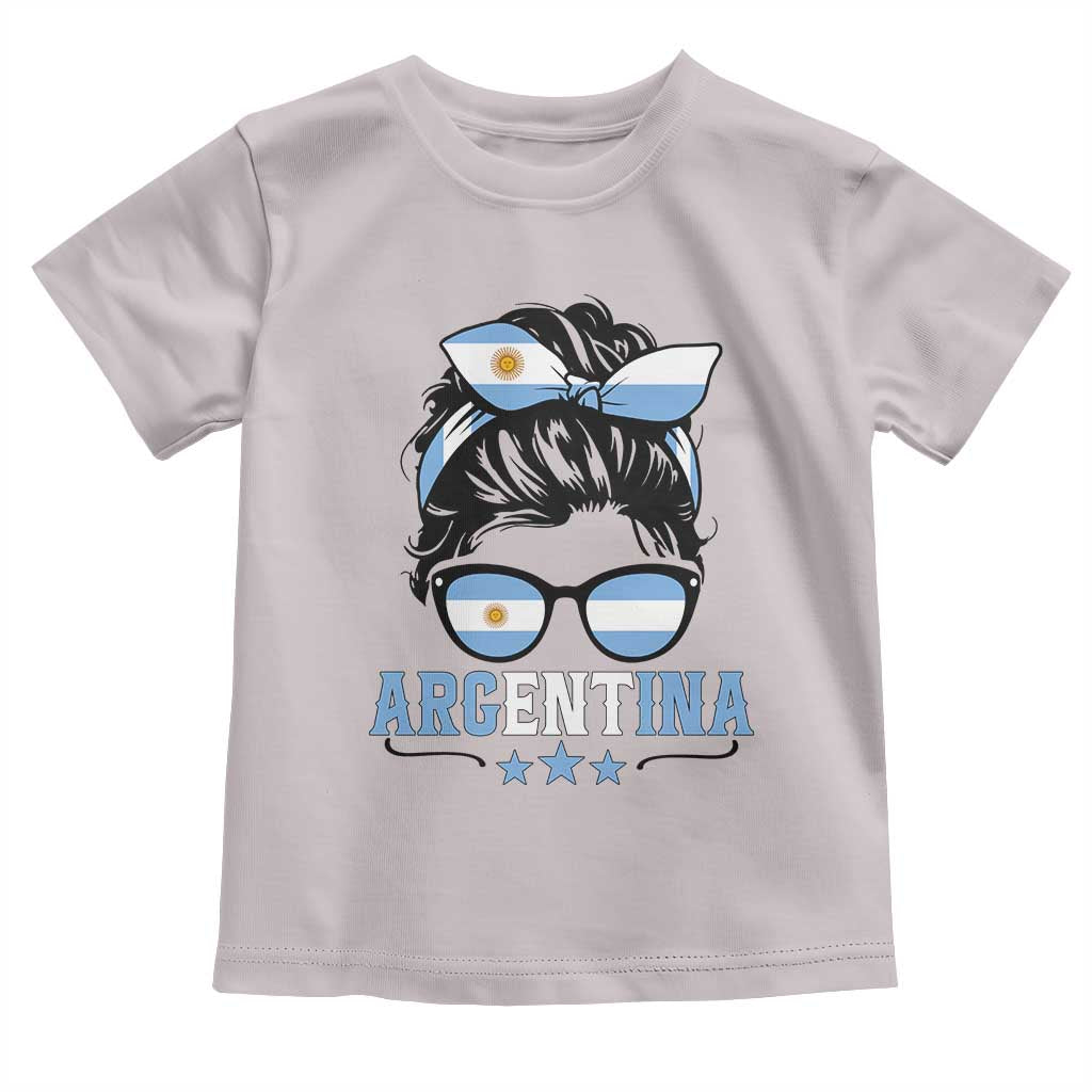 Argentina Messy Bun Proud Argentinian Flag Toddler T Shirt