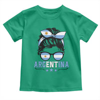 Argentina Messy Bun Proud Argentinian Flag Toddler T Shirt