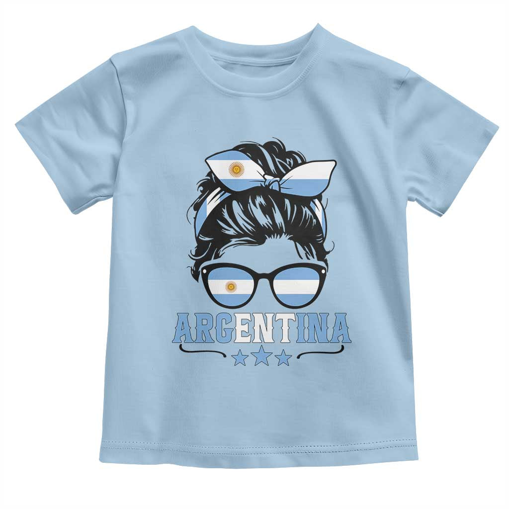 Argentina Messy Bun Proud Argentinian Flag Toddler T Shirt
