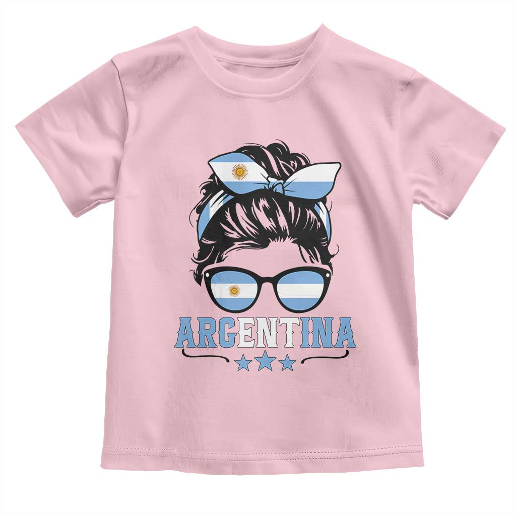 Argentina Messy Bun Proud Argentinian Flag Toddler T Shirt