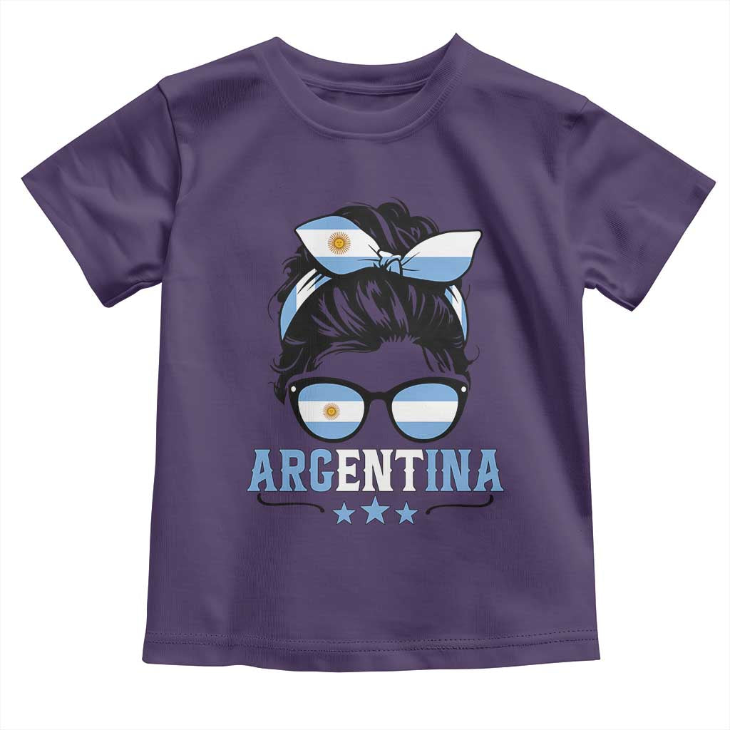 Argentina Messy Bun Proud Argentinian Flag Toddler T Shirt