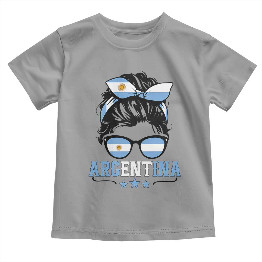 Argentina Messy Bun Proud Argentinian Flag Toddler T Shirt