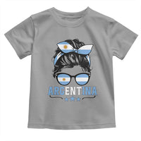 Argentina Messy Bun Proud Argentinian Flag Toddler T Shirt