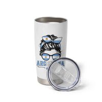 Argentina Messy Bun Proud Argentinian Flag Tumbler Cup