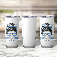 Argentina Messy Bun Proud Argentinian Flag Tumbler Cup