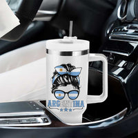 Argentina Messy Bun Proud Argentinian Flag Tumbler With Handle