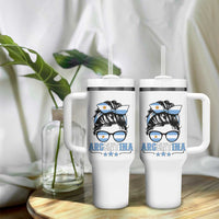 Argentina Messy Bun Proud Argentinian Flag Tumbler With Handle