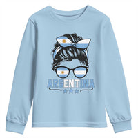 Argentina Messy Bun Proud Argentinian Flag Youth Sweatshirt