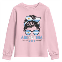 Argentina Messy Bun Proud Argentinian Flag Youth Sweatshirt