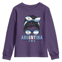Argentina Messy Bun Proud Argentinian Flag Youth Sweatshirt