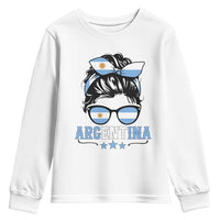 Argentina Messy Bun Proud Argentinian Flag Youth Sweatshirt