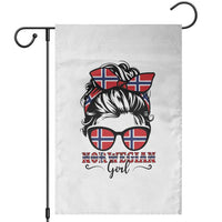 Norway Messy Bun Girl Norwegian Flag Garden Flag