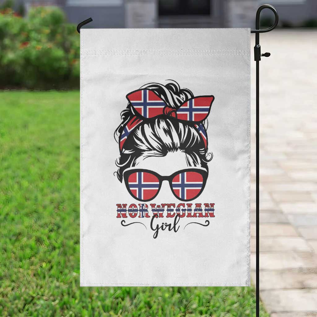Norway Messy Bun Girl Norwegian Flag Garden Flag