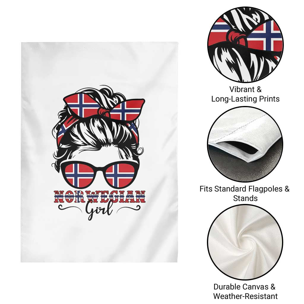 Norway Messy Bun Girl Norwegian Flag Garden Flag