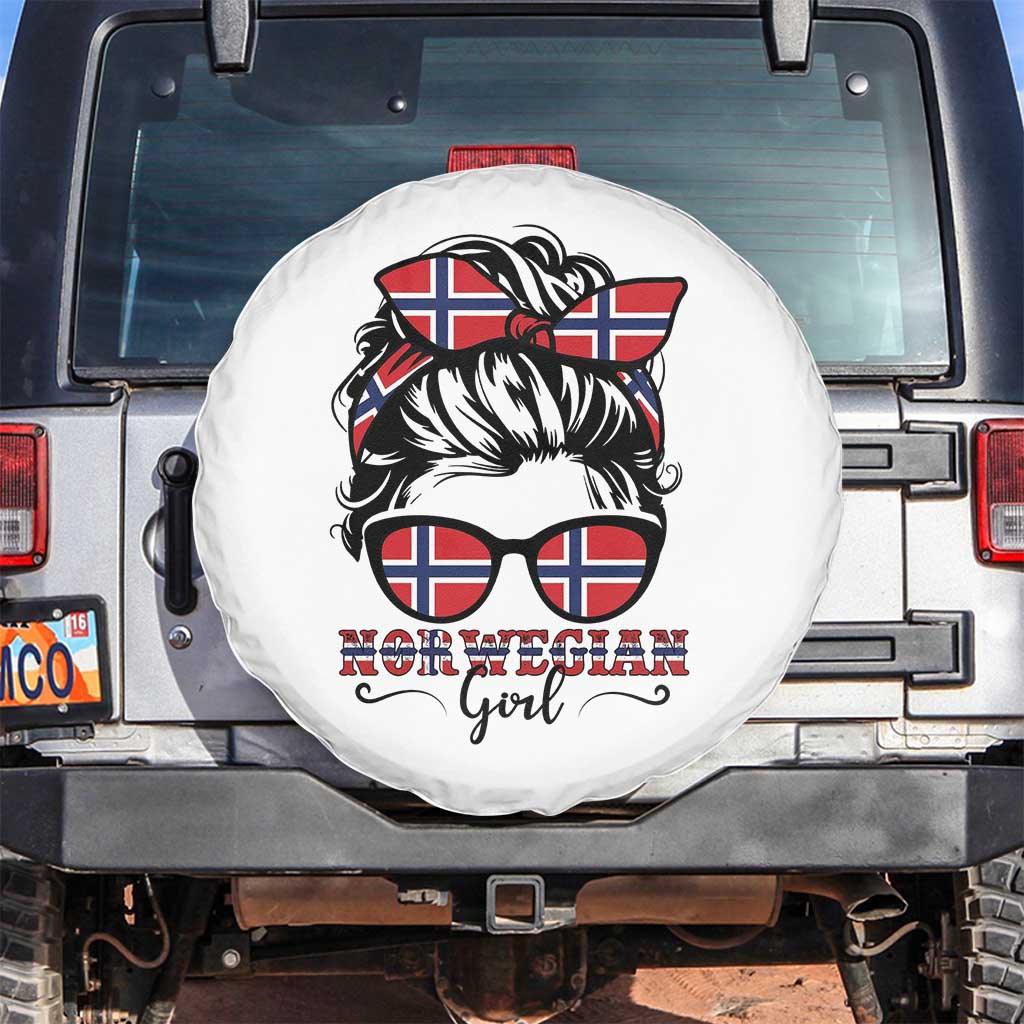 Norway Messy Bun Girl Norwegian Flag Spare Tire Cover