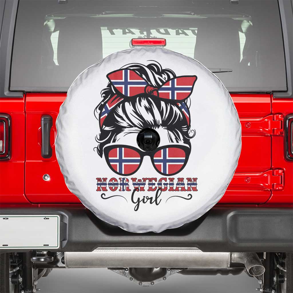 Norway Messy Bun Girl Norwegian Flag Spare Tire Cover