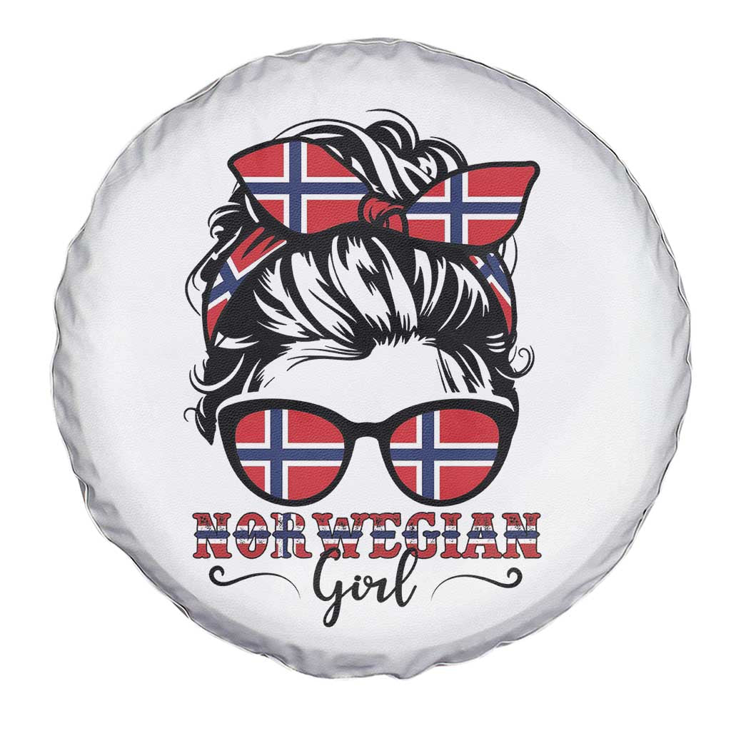 Norway Messy Bun Girl Norwegian Flag Spare Tire Cover