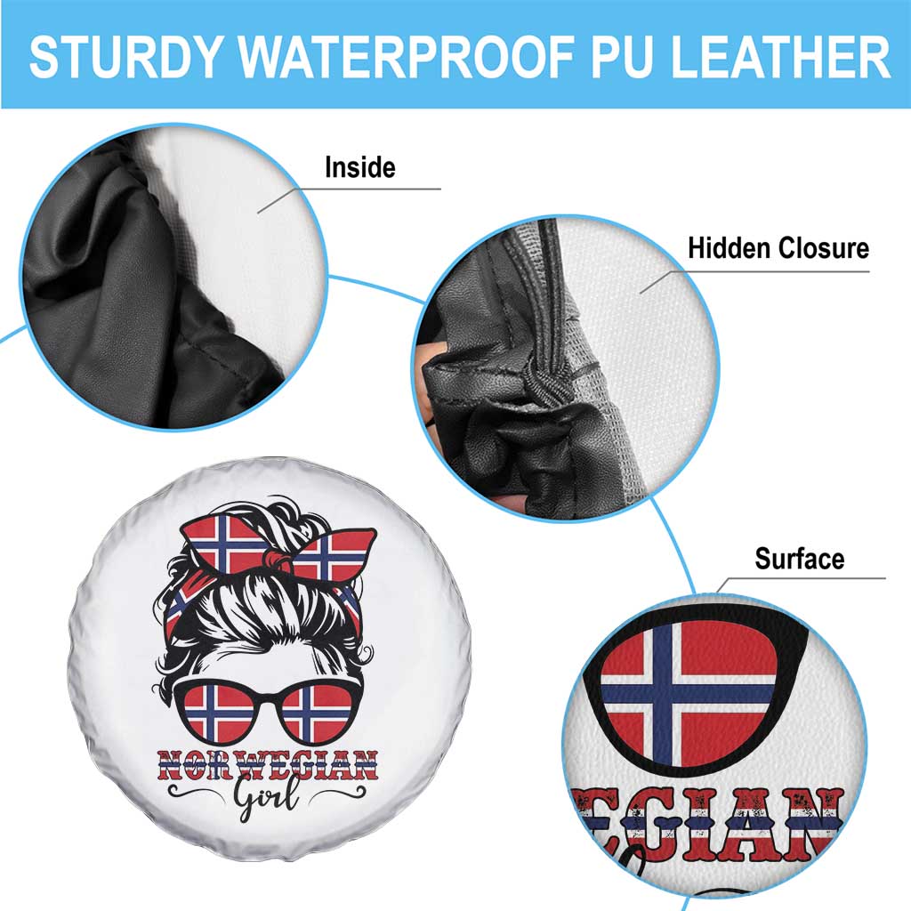 Norway Messy Bun Girl Norwegian Flag Spare Tire Cover