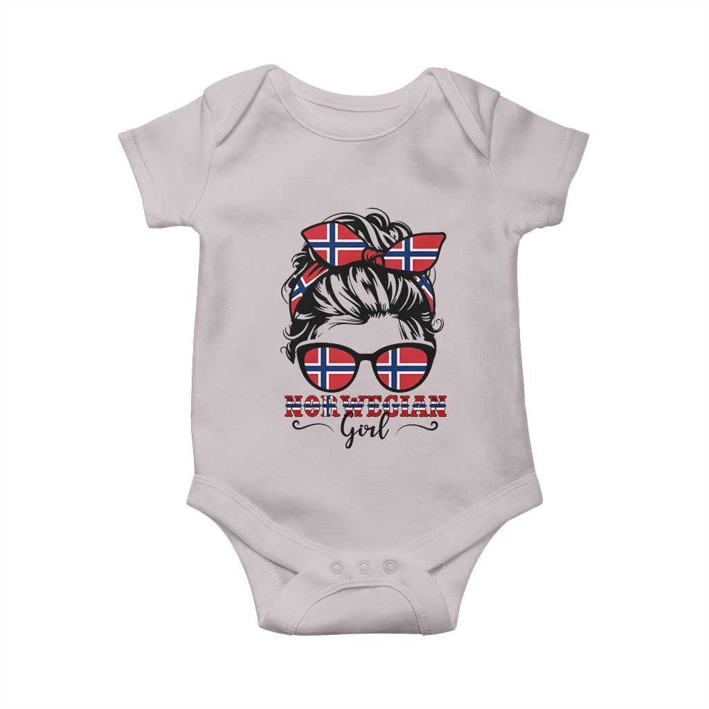 Norway Messy Bun Girl Norwegian Flag Baby Onesie