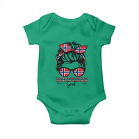 Norway Messy Bun Girl Norwegian Flag Baby Onesie