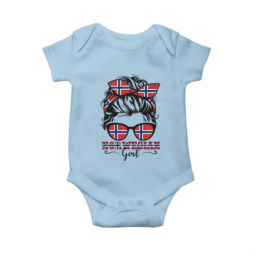 Norway Messy Bun Girl Norwegian Flag Baby Onesie