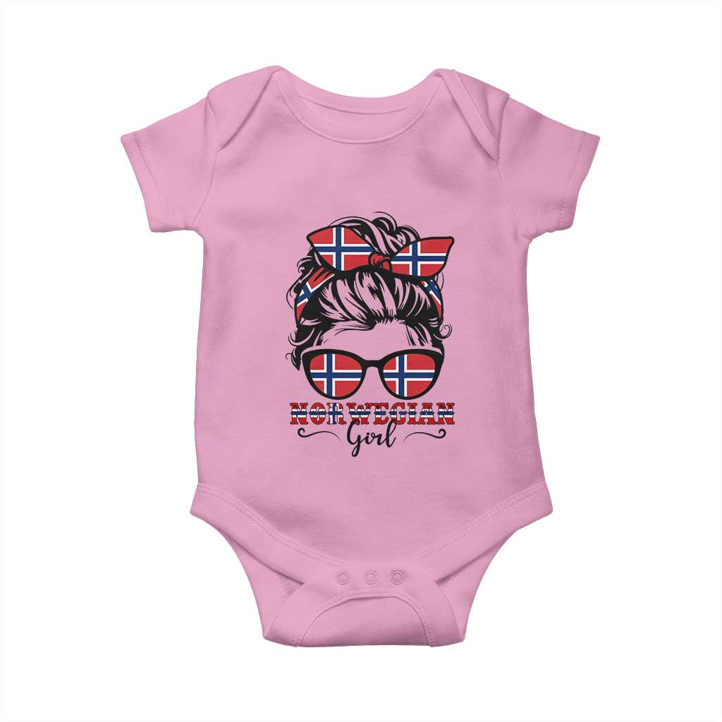 Norway Messy Bun Girl Norwegian Flag Baby Onesie