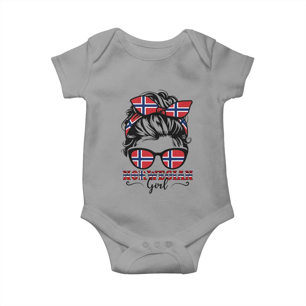 Norway Messy Bun Girl Norwegian Flag Baby Onesie