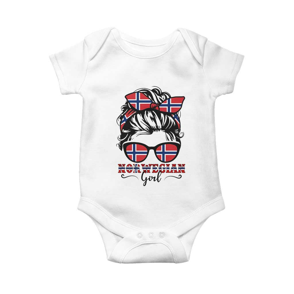 Norway Messy Bun Girl Norwegian Flag Baby Onesie