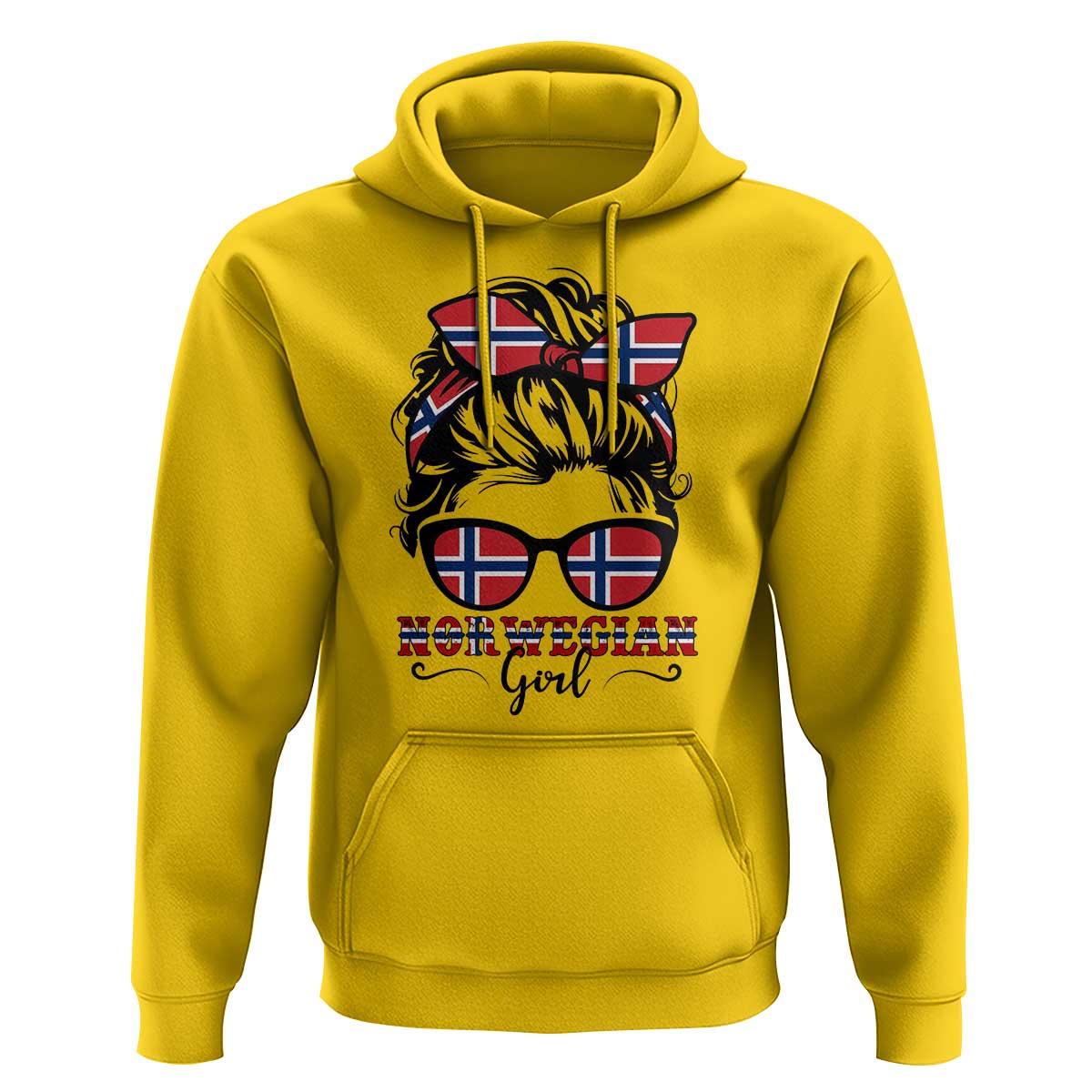 Norway Messy Bun Girl Norwegian Flag Hoodie