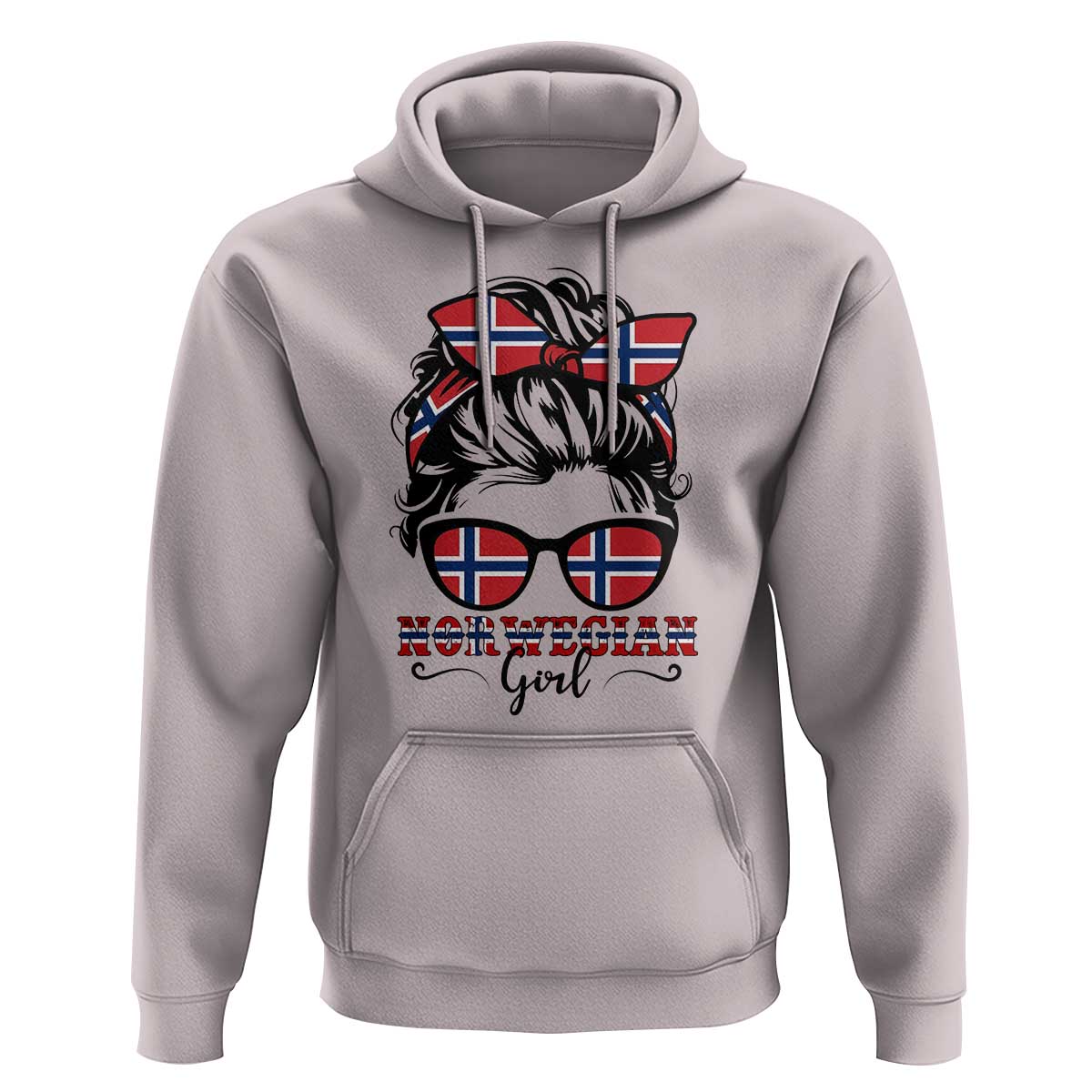 Norway Messy Bun Girl Norwegian Flag Hoodie