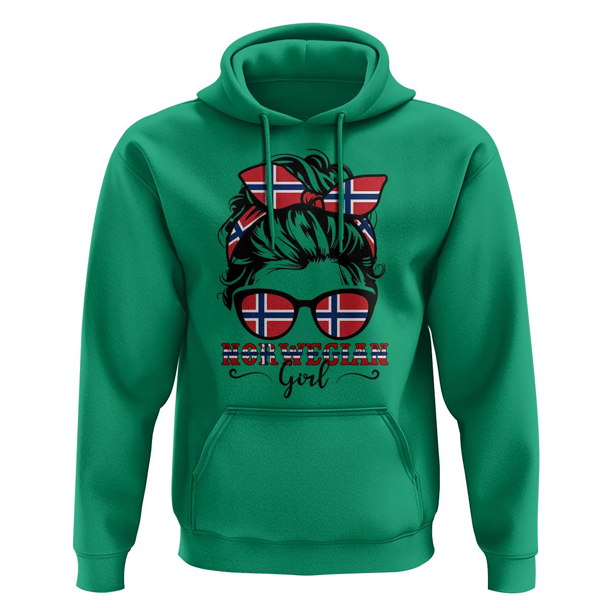 Norway Messy Bun Girl Norwegian Flag Hoodie