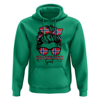 Norway Messy Bun Girl Norwegian Flag Hoodie