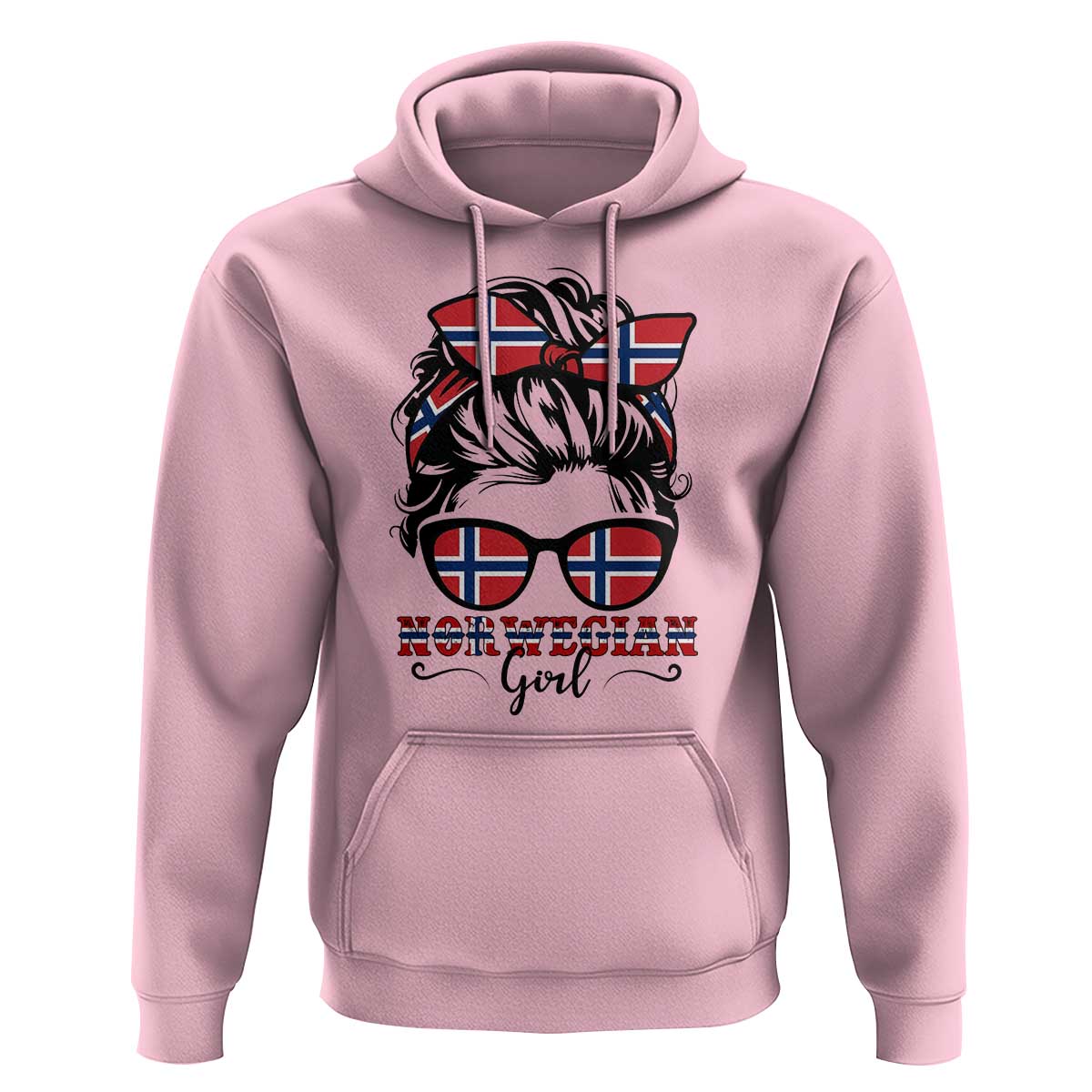 Norway Messy Bun Girl Norwegian Flag Hoodie