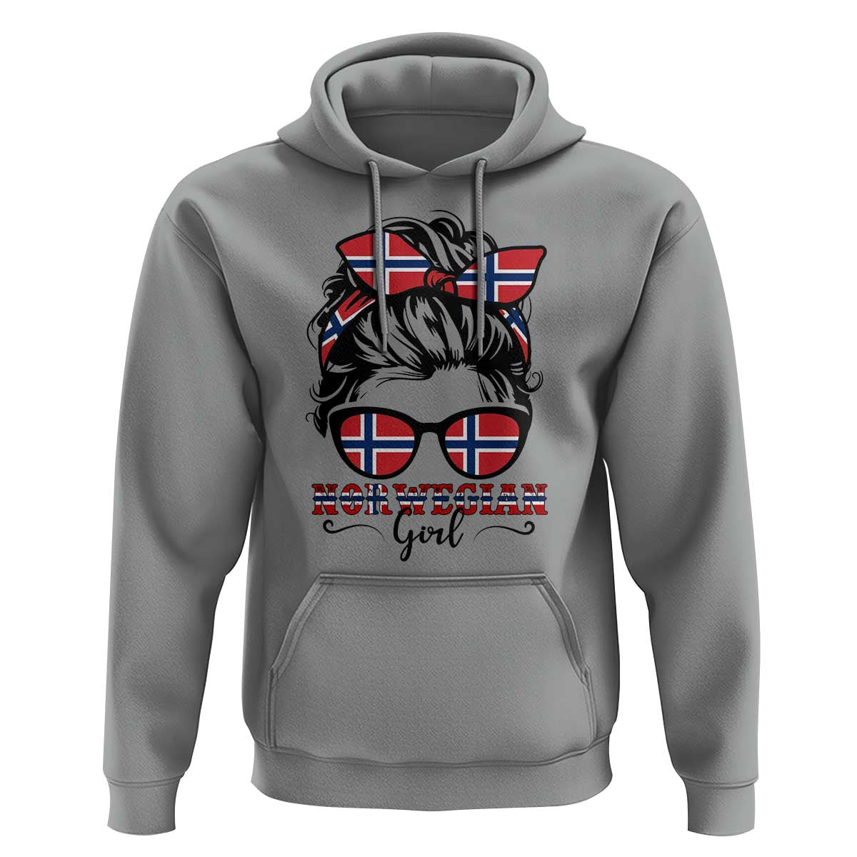 Norway Messy Bun Girl Norwegian Flag Hoodie