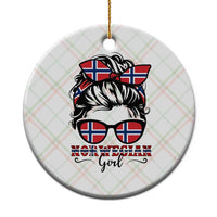 Norway Messy Bun Girl Norwegian Flag Ceramic Ornament