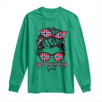 Norway Messy Bun Girl Norwegian Flag Long Sleeve Shirt